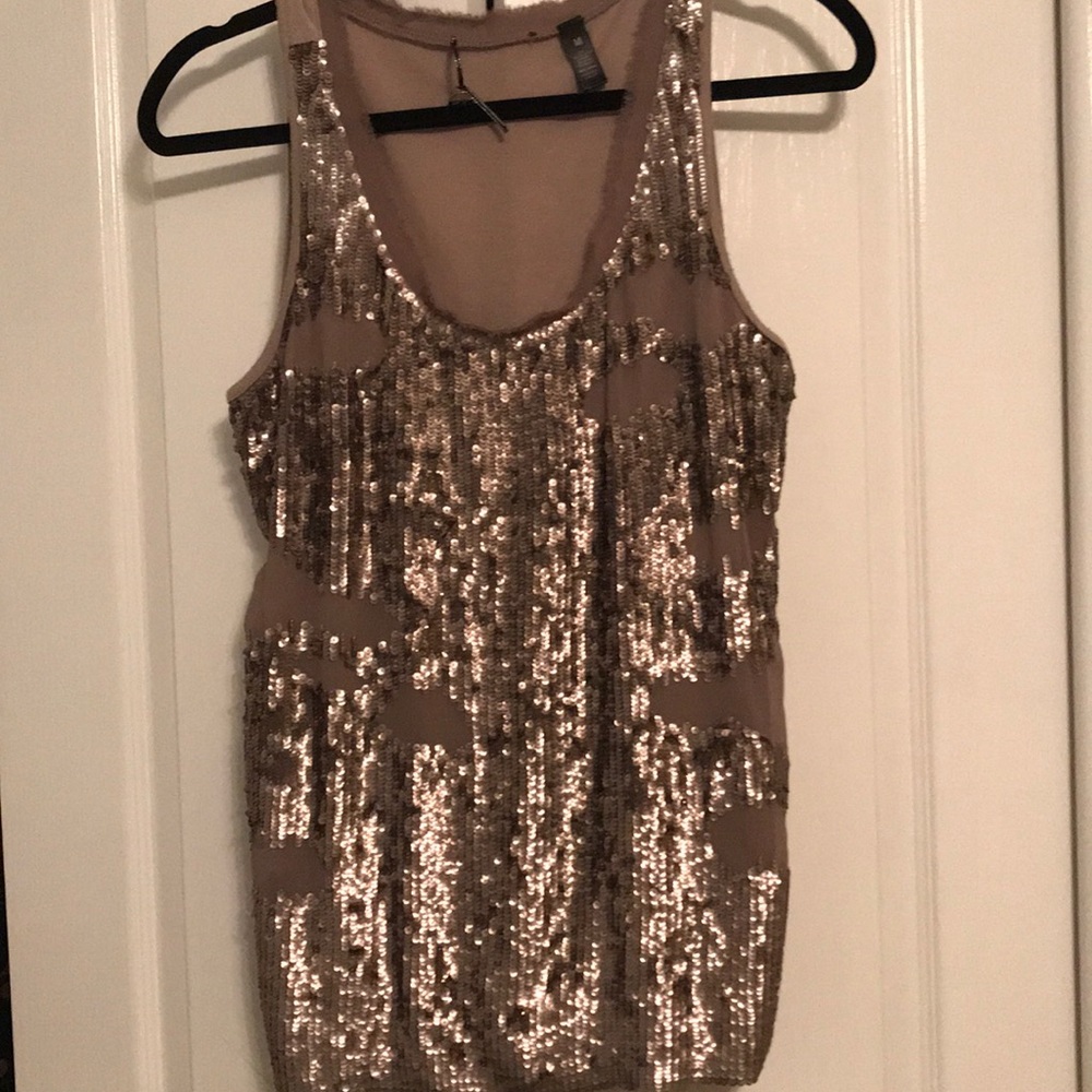 Bronze/ tan sequin BKE tank